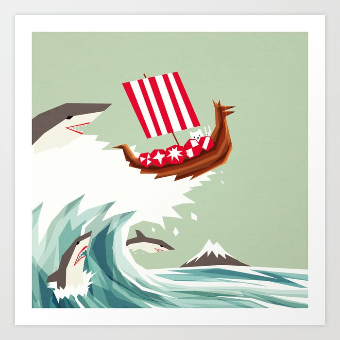 Discover the motif SHARKWAVE by Yetiland as a print at TOPPOSTER