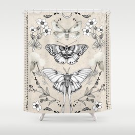 Three Moths Shower Curtain