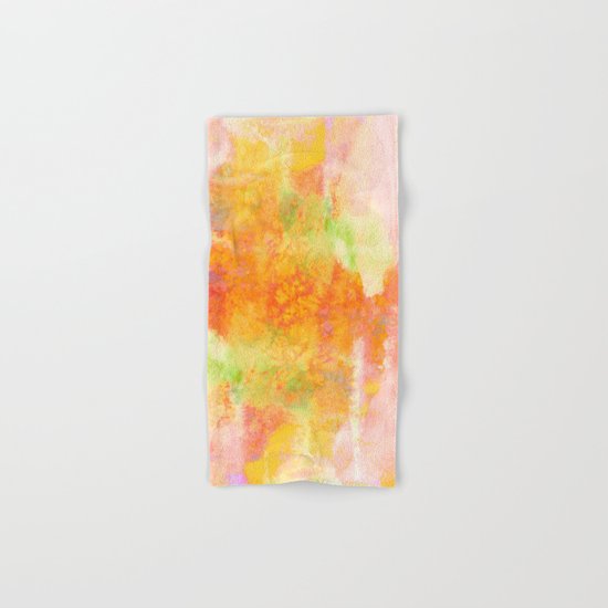 PASTEL IMAGININGS 3 Colorful Pretty Spring Summer Orange Yellow Peach Abstract Watercolor Painting Hand & Bath Towel