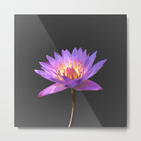 Purple Lotus Flower Geometric style Metal Print