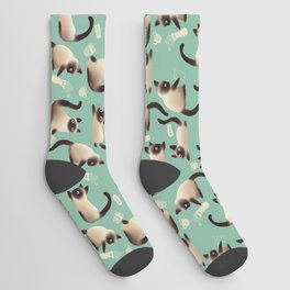 Bad Siamese Cats Knocking Stuff Over Socks