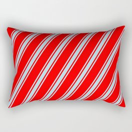 [ Thumbnail: Red and Light Blue Colored Lined Pattern Rectangular Pillow ]