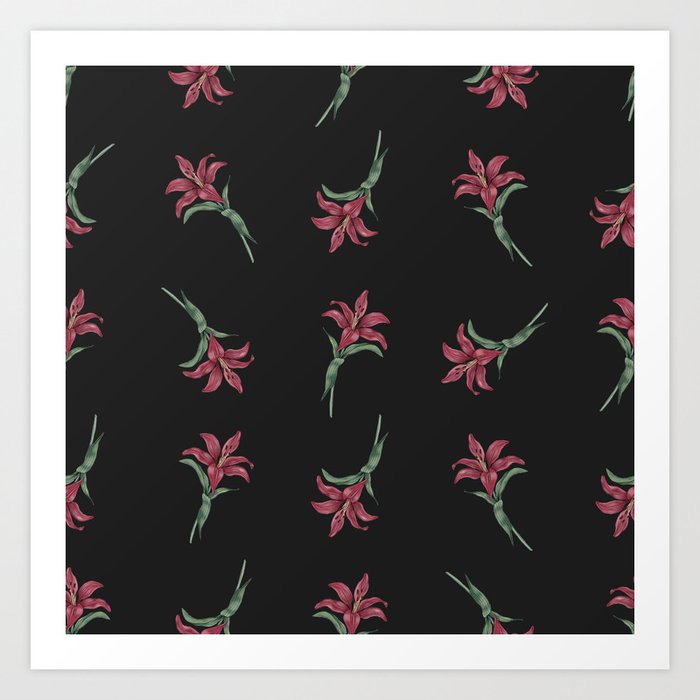 Lily Flower Pattern 12 Art Print