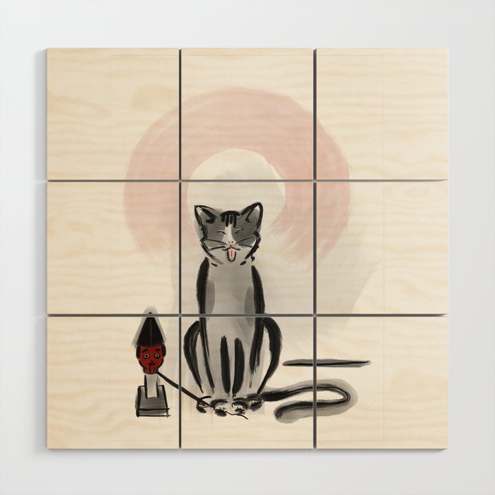 Cat and Obake Wood Wall Art