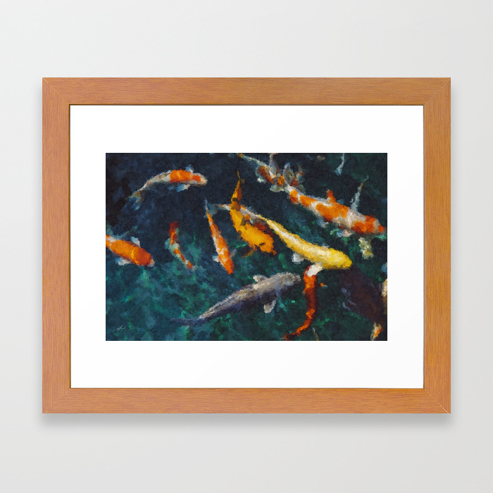 Koi Fish Pond Styled Painting Wall Art Poster Big Wall Art Fish