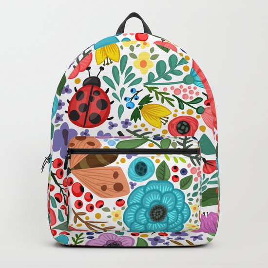 Colorful Vintage Spring Flowers Backpack