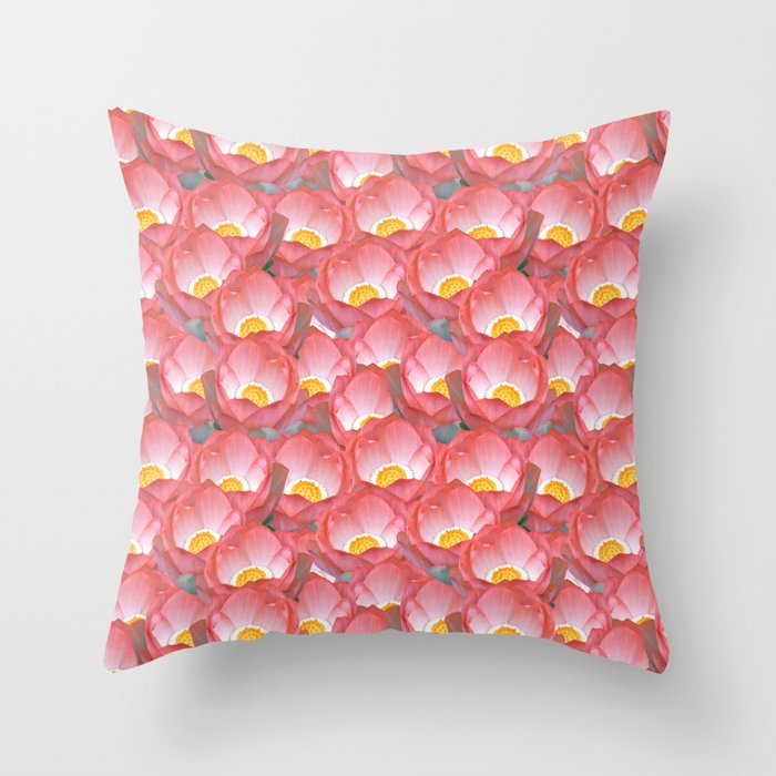 Peach Waterlily Tropical Water Lily Flowers Throw Pillow