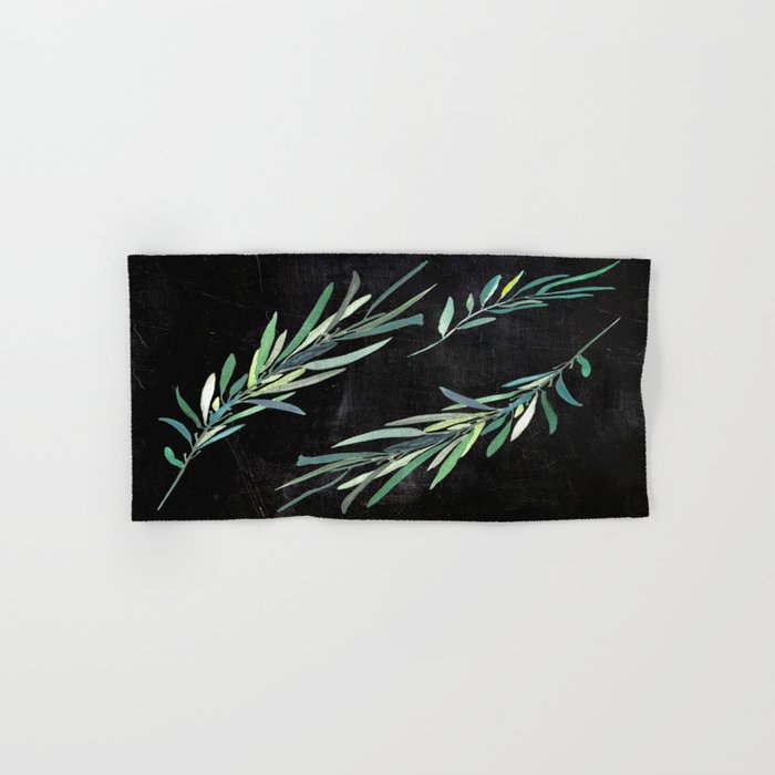 Eucalyptus leaves on chalkboard Hand & Bath Towel