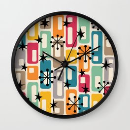Mid Century Modern Atomic Sparkles 254 Wall Clock | Century, Graphicdesign, Midcenturymodern, Pattern, Mid, Geometric, Modern, Vintage, Retro, Modernist 