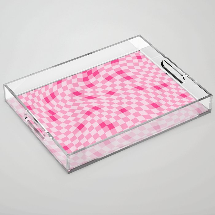 Pink Swirled Checker Acrylic Tray