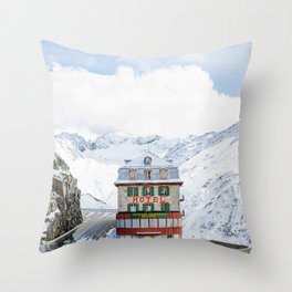Hotel Belvedere in Switzerland Throw Pillow