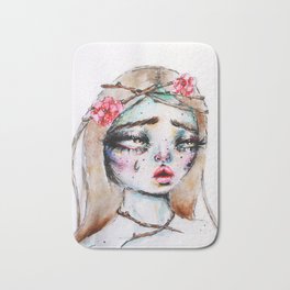 Wood Nymph, 2015 Bath Mat | Painting, Nymph, Sadgirl, Wood, Tears, Ink, Cottagecore, Watercolor, Fairy 