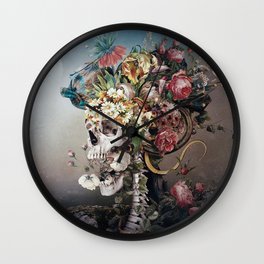 Flower skull Wall Clock | Skeleton, Skullart, Surreal, Mementomori, Darksurrealism, Halloween, Floralart, Macabre, Walldecor, Surrealism 