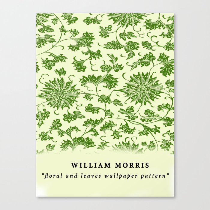 Modern William Morris Green Floral Pattern  Canvas Print
