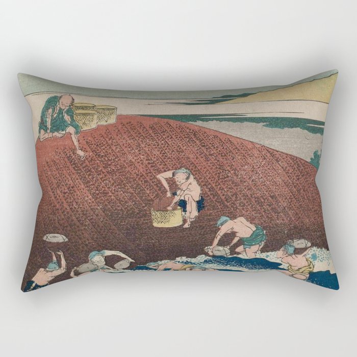 Hokusai, Basket fishing in the Kinu River Rectangular Pillow
