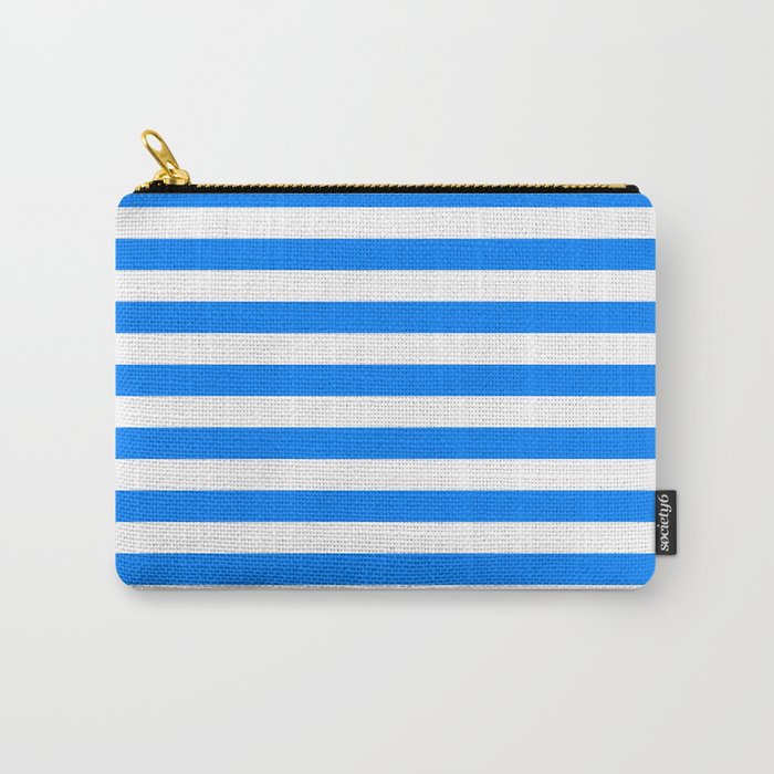 Horizontal Stripes (Azure/White) Carry-All Pouch