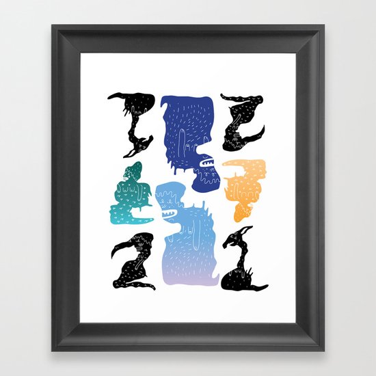 Monster Pattern Framed Art Print