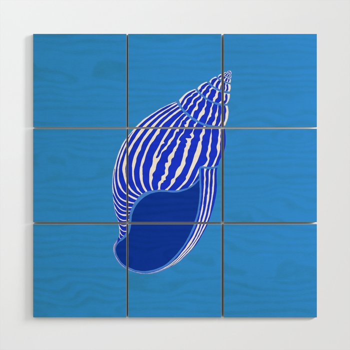 Blue Sea Shell Wood Wall Art