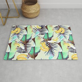 Exotic pattern of banana leaves and bananas Area & Throw Rug