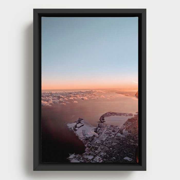 Plane Sun Rise Framed Canvas