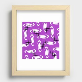 Retro Atomic Age Swirls Stars Pattern Purple Recessed Framed Print