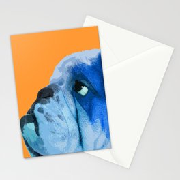 English bulldog portrait. Yellow pop art. Stationery Cards