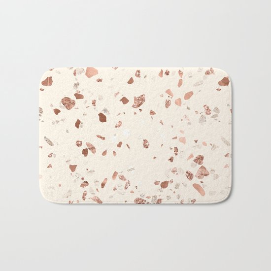 Rose Gold and Cream Terrazzo Bath Mat