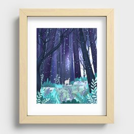 Unicorn in a magical wood Recessed Framed Print