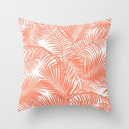Modern blush coral simple tropical  palm tree pattern Throw Pillow