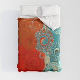 Red and Turquoise Swirls Duvet Cover