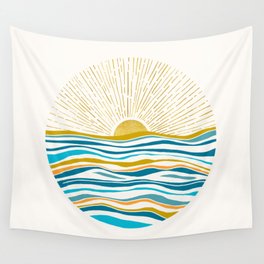 Sunrise At Sea Abstract Landscape Wall Tapestry