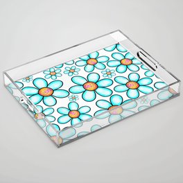 Doodle Spring Flower Pattern 10 Acrylic Tray