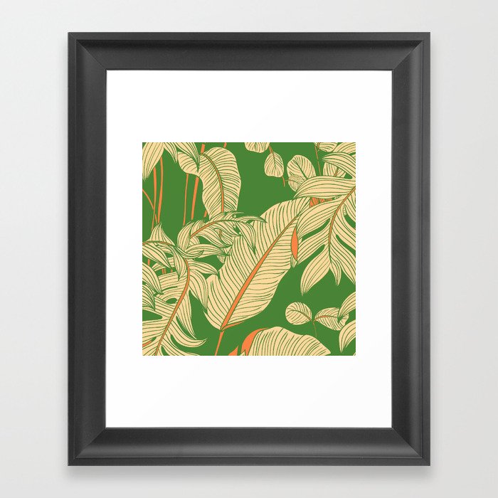 Retro Botanical Palm Leaves Framed Art Print