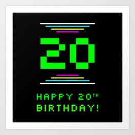 [ Thumbnail: 20th Birthday - Nerdy Geeky Pixelated 8-Bit Computing Graphics Inspired Look Art Print ]