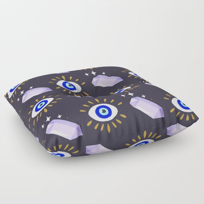 Amethyst and Evil Eye Floor Pillow