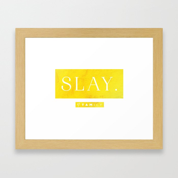 SLAY yellow Framed Art Print