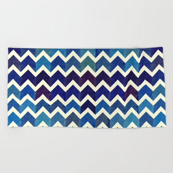 Watercolor Chevron Pattern III Beach Towel