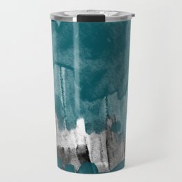 The Meeting Place - Contemporary Abstract in Green and Black 2 Travel Mug
