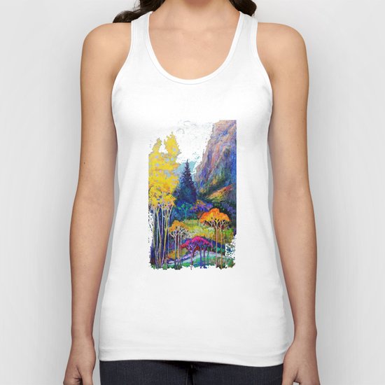 Mountain Aspen Trees Landscape Unisex Tank Top