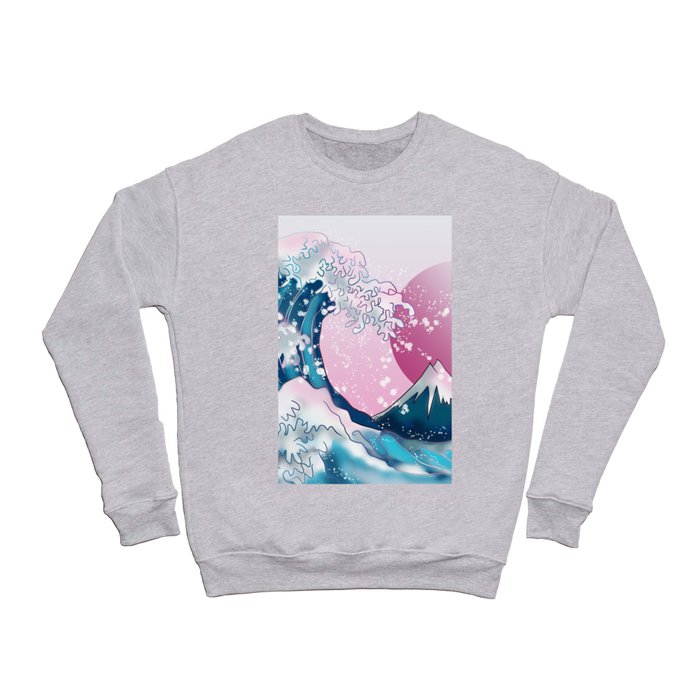 Wave off Kanagawa with a pink moon Crewneck Sweatshirt