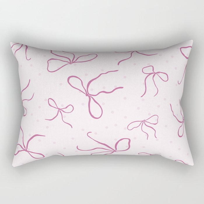  Coquette pink bows on a polka dot background Rectangular Pillow
