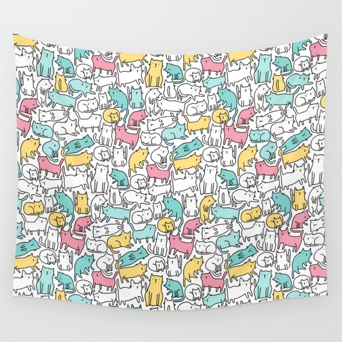 Cute kitties. Cats pattern. Wall Tapestry