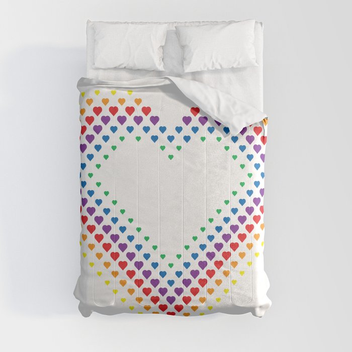 Halftone Heart Shaped Dots Rainbow Color Comforter