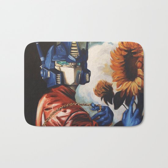 Optimus Prime With Sunflower Bath Mat
