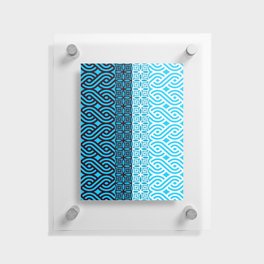 Black and White Plaits Pattern on Blue Floating Acrylic Print