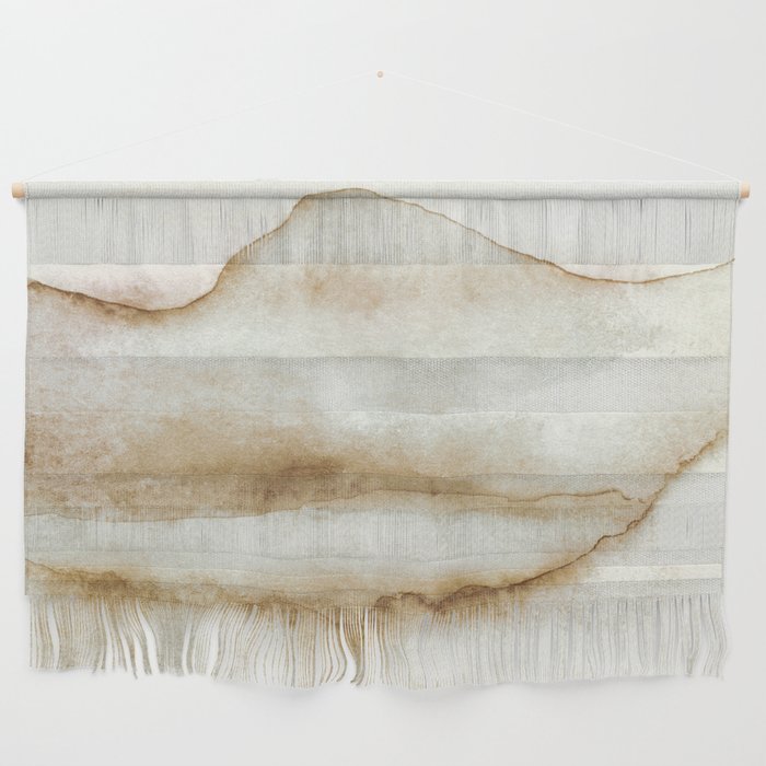 Mountains And Lake In Water Color Brown Wall Hanging