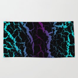 Cracked Space Lava - Cyan/Purple Beach Towel