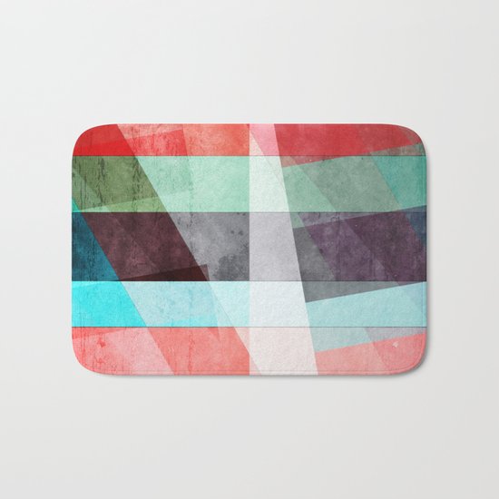 Colorful Grunge Stripes Abstract Bath Mat