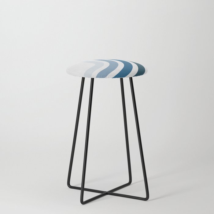 Blue Retro 70s Stripes Counter Stool