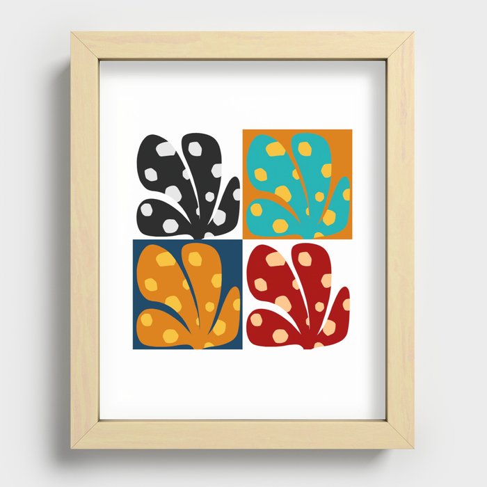 Spots patterned color leaves patchwork 3 Recessed Framed Print